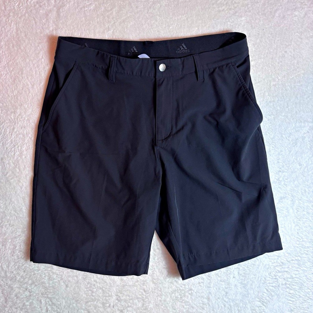 adidas Primegreen Men's Golf Shorts Black Size 32 10" Inseam Flat Front Pockets